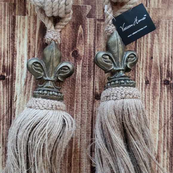 Jute Fleur Tieback Vatican Homes new Set of 2 NWT - Picture 4 of 10